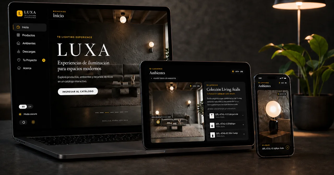 TD Lighting Experience en notebook, tablet y celular